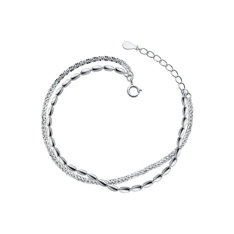 TrustDavis Double Chain Layer Babysbreath Beans Bracelet For Women DB1211