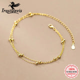 TrustDavis 925 Sterling Silver Double Layer Anklets For Women