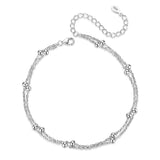 TrustDavis 925 Sterling Silver Double Layer Anklets For Women
