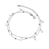 TrustDavis 925 Silver Double Layer Beads Chain Anklets For Women