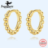 TrustDavis Round Beads Hoop Earrings 925 Silver H123
