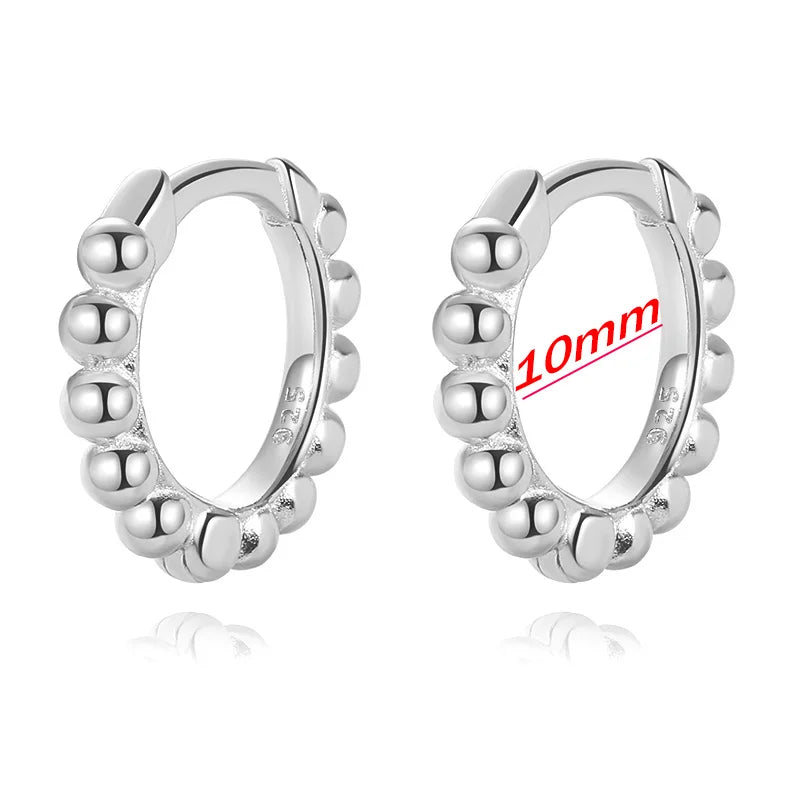 TrustDavis Round Beads Hoop Earrings 925 Silver H123