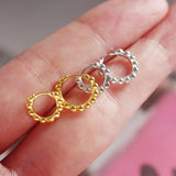 TrustDavis Round Beads Hoop Earrings 925 Silver H123