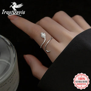 TrustDavis Snake CZ Opening Ring For Women Wedding