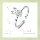 TrustDavis 925 Silver Rabbit CZ Opening Ring For Women Girls Lady Birthday Gift