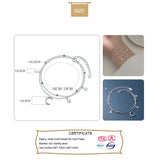 TrustDavis 925 Silver Double Chain Moon Star Bracelet Wedding Jewelry