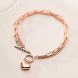 TrustDavis 925 Silver Double Layer Heart Love Bracelet Wedding Fine S925 Jewelry