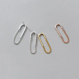 TrustDavis Silver Ellipse Chain Stud Earrings DB016