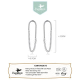 TrustDavis Silver Ellipse Chain Stud Earrings DB016