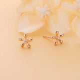 TrustDavis 925 Silver Flower CZ Stud Earrings For Daughter Birthday DF003