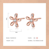TrustDavis 925 Silver Flower CZ Stud Earrings For Daughter Birthday DF003