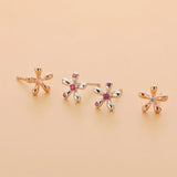 TrustDavis 925 Silver Flower CZ Stud Earrings For Daughter Birthday DF003