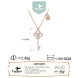 TrustDavis Key Lock CZ Pendant Choker Necklace Silver Women Wedding Fine Jewelry