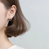 TrustDavis Silver Moon CZ Stud Earrings Wedding Party Fine Jewelry