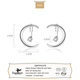 TrustDavis Silver Moon CZ Stud Earrings Wedding Party Fine Jewelry