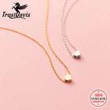 TrustDavis 925 Silver Mini Heart Necklace Romantic Wedding Jewelry
