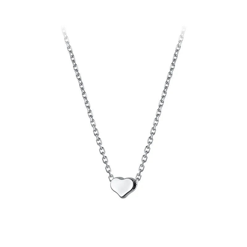 TrustDavis 925 Silver Mini Heart Necklace Romantic Wedding Jewelry