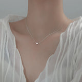 TrustDavis 925 Silver Mini Heart Necklace Romantic Wedding Jewelry