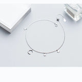 TrustDavis 925 Sterling Silver Sweet Moon Star CZ Anklet