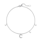 TrustDavis 925 Sterling Silver Sweet Moon Star CZ Anklet
