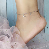 TrustDavis 925 Sterling Silver Sweet Moon Star CZ Anklet