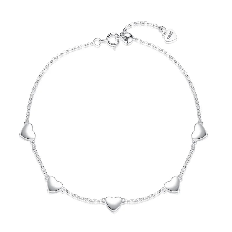 TrustDavis 925 Silver Heart Bracelet Wedding Jewelry
