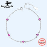 TrustDavis Sweet Round Zircon Bracelet Women Party Fine S925 Jewelry