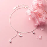 TrustDavis Silver Tassel Butterfly CZ Anklet For Women DA408