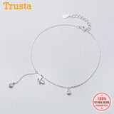 TrustDavis Silver Tassel Butterfly CZ Anklet For Women DA408
