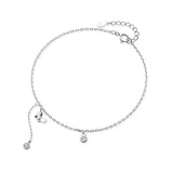 TrustDavis Silver Tassel Butterfly CZ Anklet For Women DA408