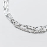 TrustDavis 925 Silver Double Layer Chain Bracelet For Women Wedding