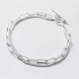 TrustDavis 925 Silver Double Layer Chain Bracelet For Women Wedding