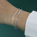 TrustDavis 925 Silver Double Layer Chain Bracelet For Women Wedding