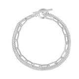 TrustDavis 925 Silver Double Layer Chain Bracelet For Women Wedding