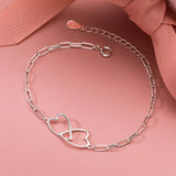 TrustDavis 925 Silver Love Chain Bracelet Women Wedding Jewelry DS3341