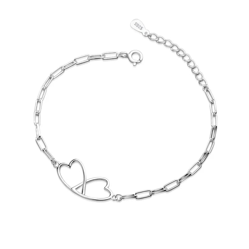 TrustDavis 925 Silver Love Chain Bracelet Women Wedding Jewelry DS3341