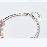 TrustDavis 925 Sterling Silver Pearl Pink Chain Bracelet for Women