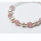 TrustDavis 925 Sterling Silver Pearl Pink Chain Bracelet for Women