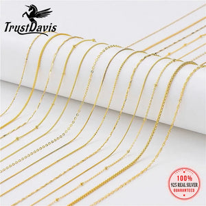 TrustDavis 925 Sterling Silver Water-wave Snake Box Beads Chain Necklace