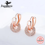 TrustDavis 925 Sterling Silver Hoop Earrings Wedding Gothic CZ 925 Earring
