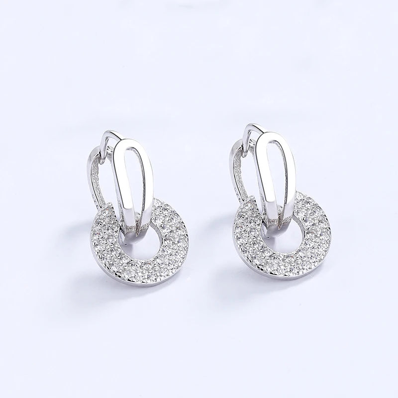 TrustDavis 925 Sterling Silver Hoop Earrings Wedding Gothic CZ 925 Earring