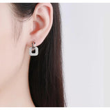 TrustDavis 925 Sterling Silver Hoop Earrings Wedding Gothic CZ 925 Earring