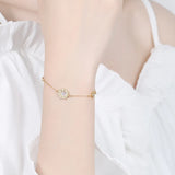 TrustDavis Sterling Silver Linked Charms Chain Bracelet For Women - DD1312
