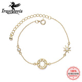 TrustDavis Sterling Silver Linked Charms Chain Bracelet For Women - DD1312