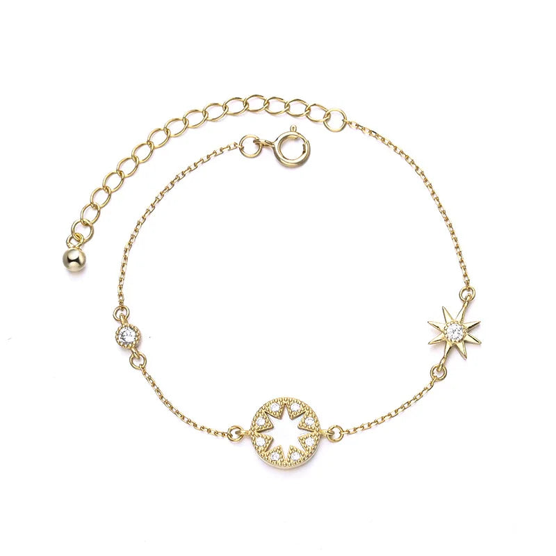 TrustDavis Sterling Silver Linked Charms Chain Bracelet For Women - DD1312