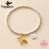 TrustDavis 925 Silver Bead Animal Balloon Dog Elastic Bracelet