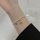 TrustDavis 925 Silver Bead Animal Balloon Dog Elastic Bracelet