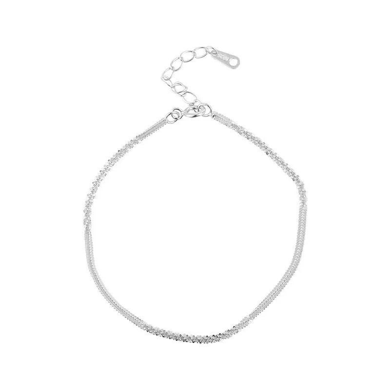TrustDavis 925 Silver Babysbreath Chain Bracelet Women Wedding Jewelry
