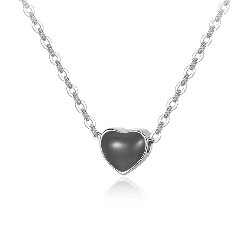 TrustDavis 925 Sterling Silver Sweet Heart Pendant Short Necklace For Women