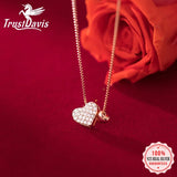 TrustDavis 925 Silver Heart CZ Choker Necklace Bridal S925 Jewelry